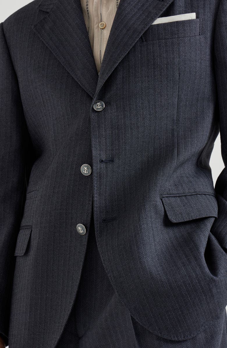 Brunello Cucinelli Chevron blazer, Alternate, color, Navy Blue