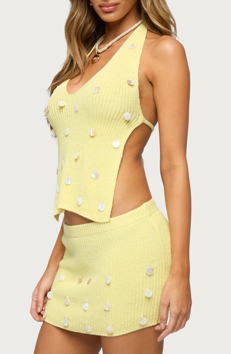 EDIKTED Lylah Open Back Charm Knit Halter Top, Alternate, color, 