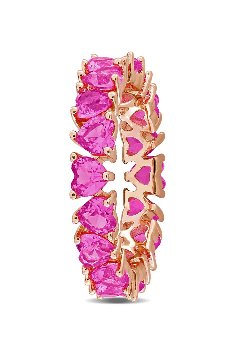 Lab Grown Pink Sapphire Heart Eternity Ring, Alternate, color, PINK