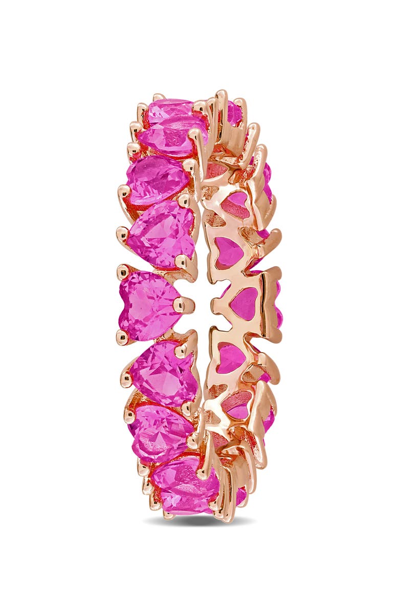DELMAR Lab Grown Pink Sapphire Heart Eternity Ring, Alternate, color, Pink