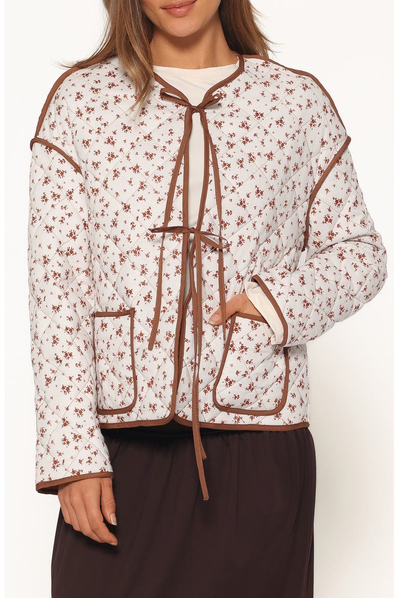 Cindie Quilted Jacket, Main, color, BROWN DITSY FLORAL