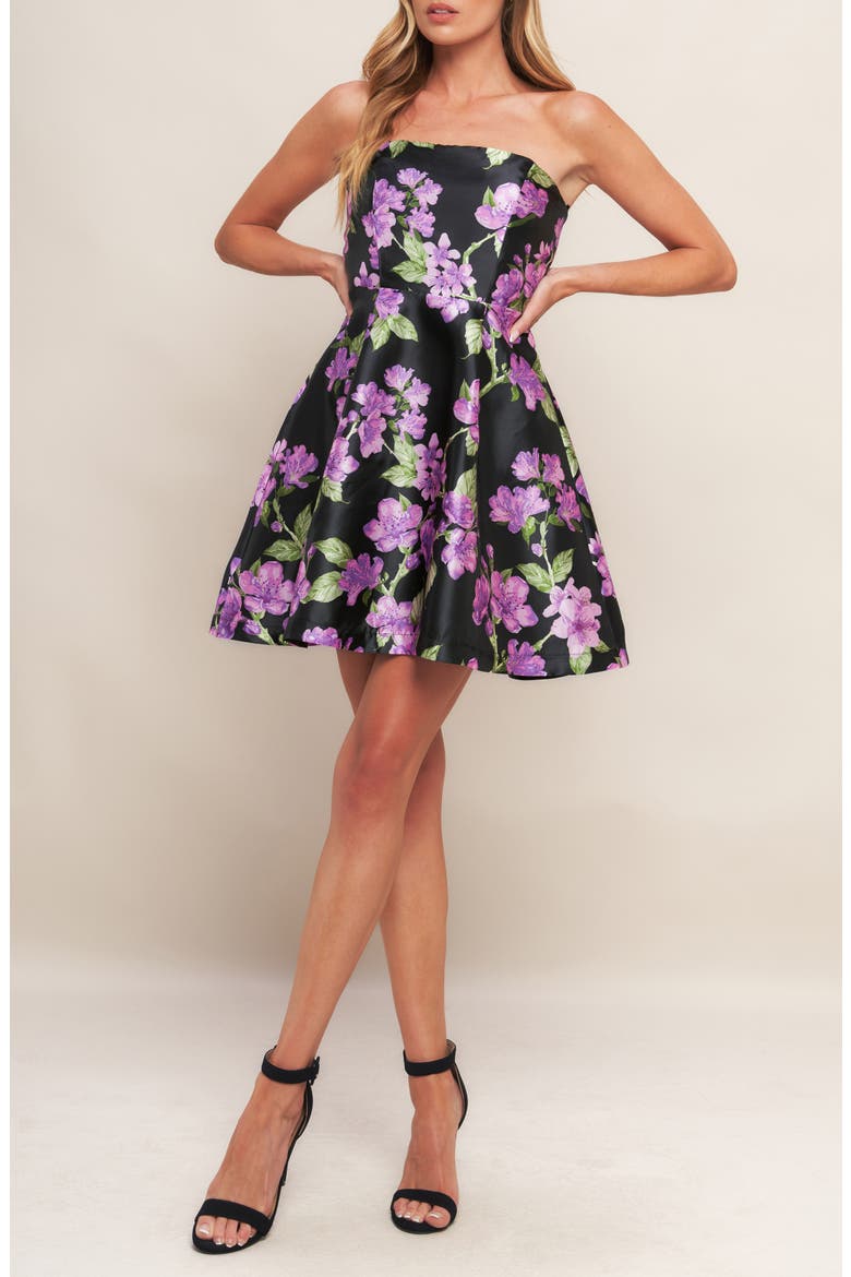 Strapless Minidress, Alternate, color, BLACK