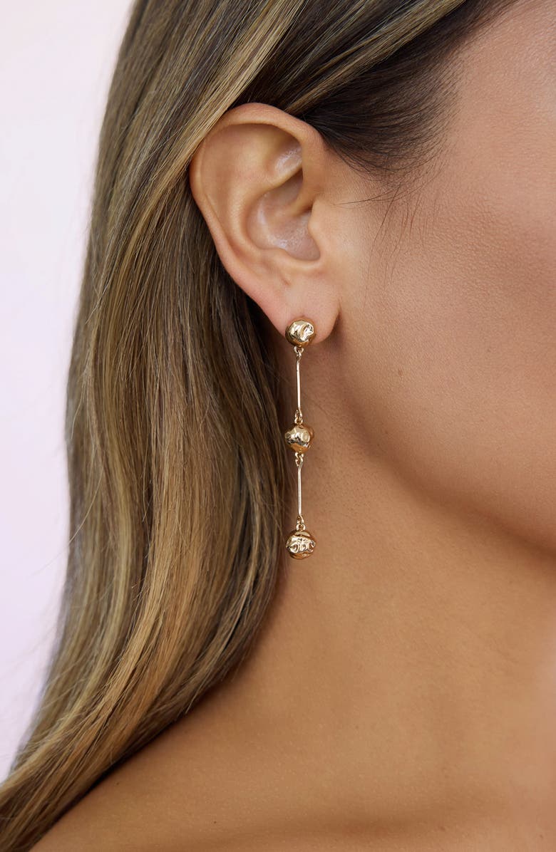Ettika Molten Spheres Linear Drop Earrings, Alternate, color, Gold
