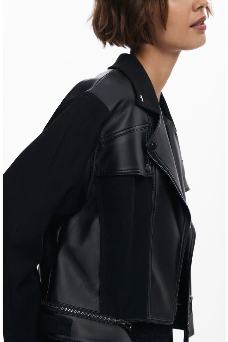 Faux Leather Moto Jacket, Alternate, color, BLACK