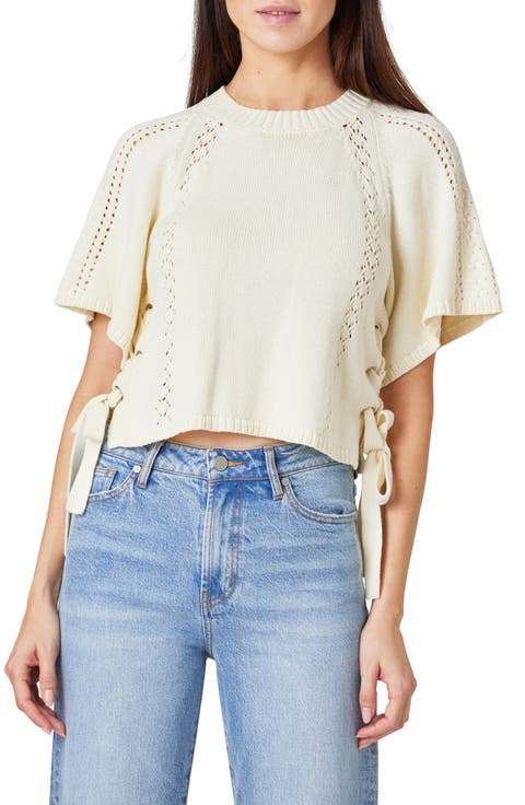 Side Tie Open Stitch Sweater