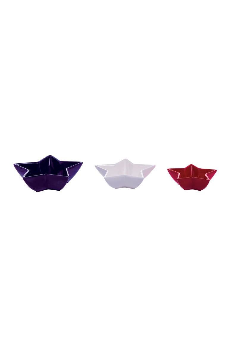 Red White & Blue Patriotic Star Shaped Set of 3 Serving Dishes, Alternate, color, Blue