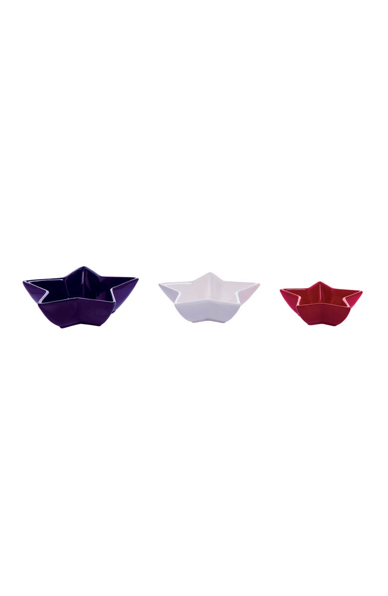 C&F Home Red White & Blue Patriotic Star Shaped Set of 3 Serving Dishes, Alternate, color, Blue