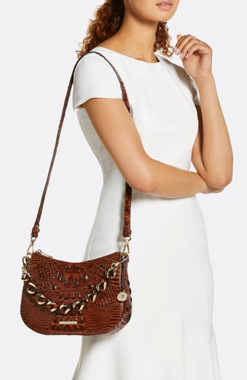 Brahmin Mod Shayna Croc Embossed Leather Shoulder Bag In Purple