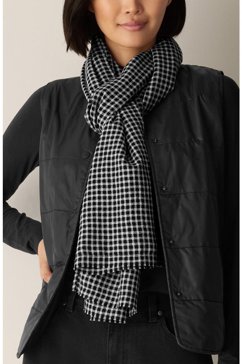 Wool & Organic Cotton Scarf, Main, color, BLACK