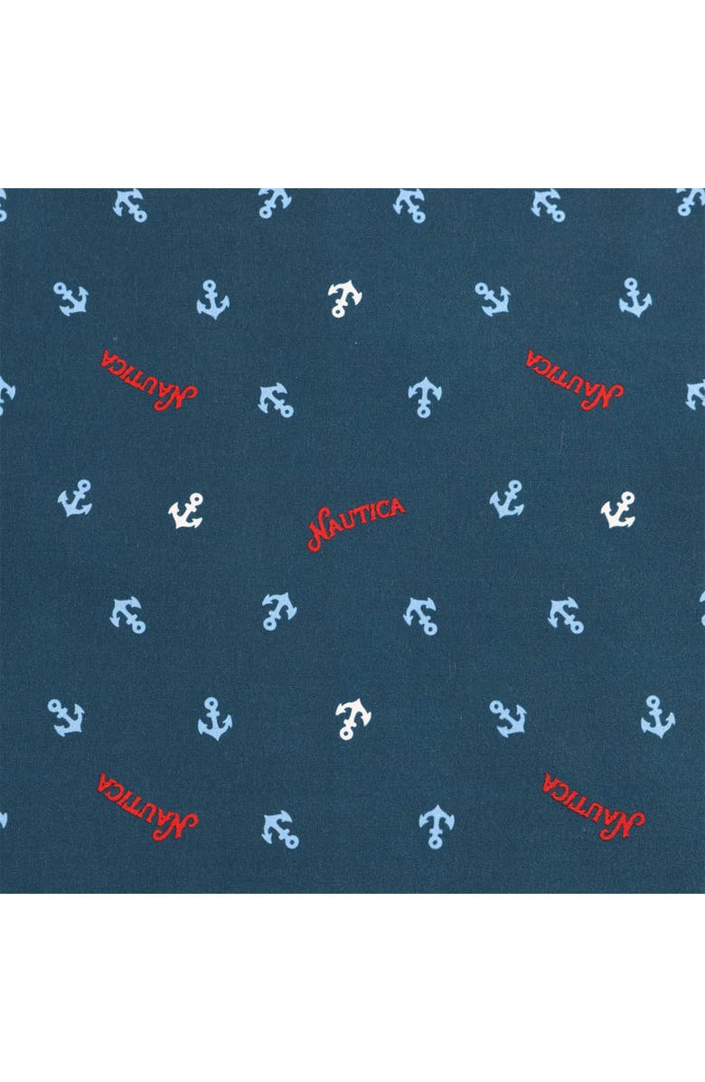 Nautica Jonesy Anchor Print Microfiber Sheet Set, Alternate, color, Navy Seas