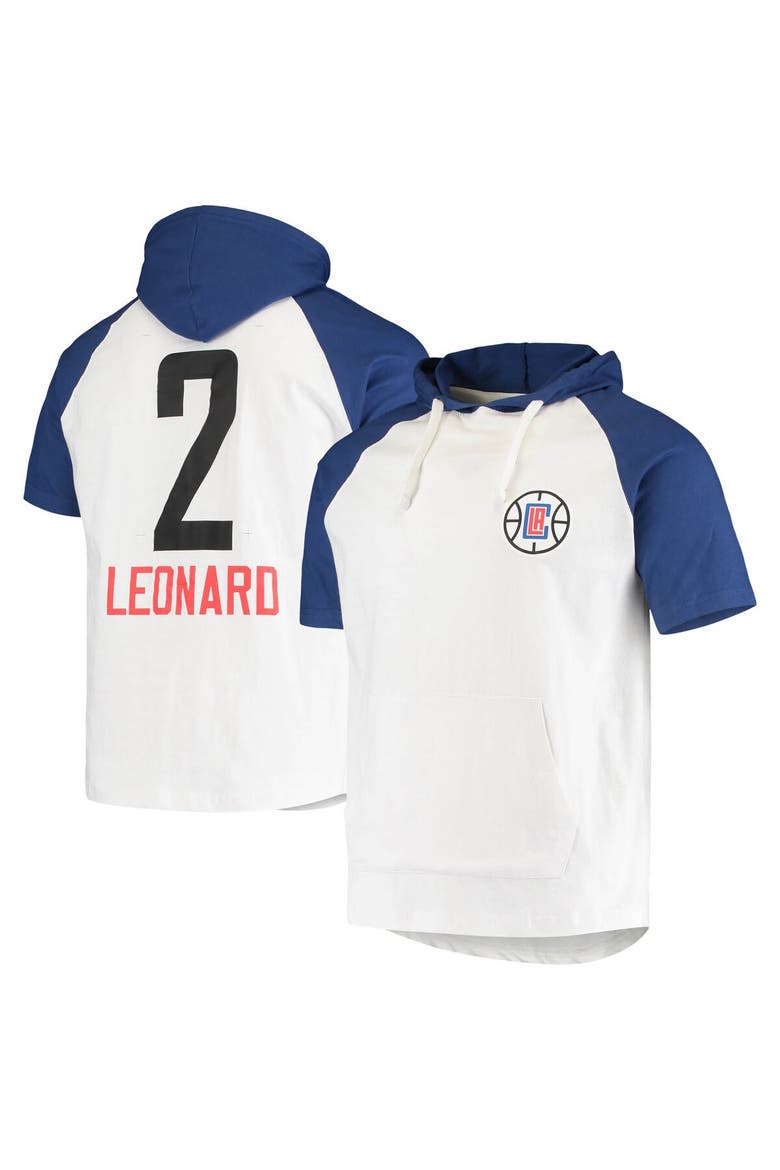 Men's Kawhi Leonard White/Royal LA Clippers Player Raglan Pullover Hoodie, Main, color, White