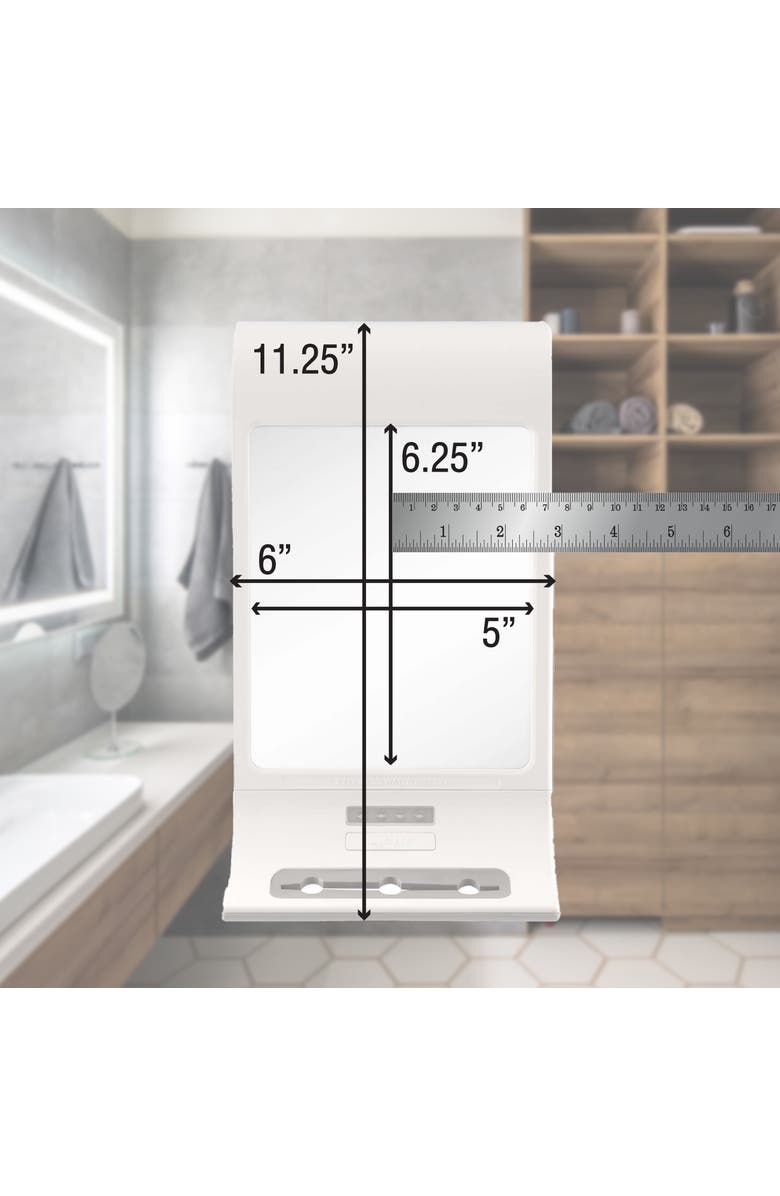 Zadro Fogless Lighted Shower Mirror with Suction Cup Mounting & Squeegee, Alternate, color, White