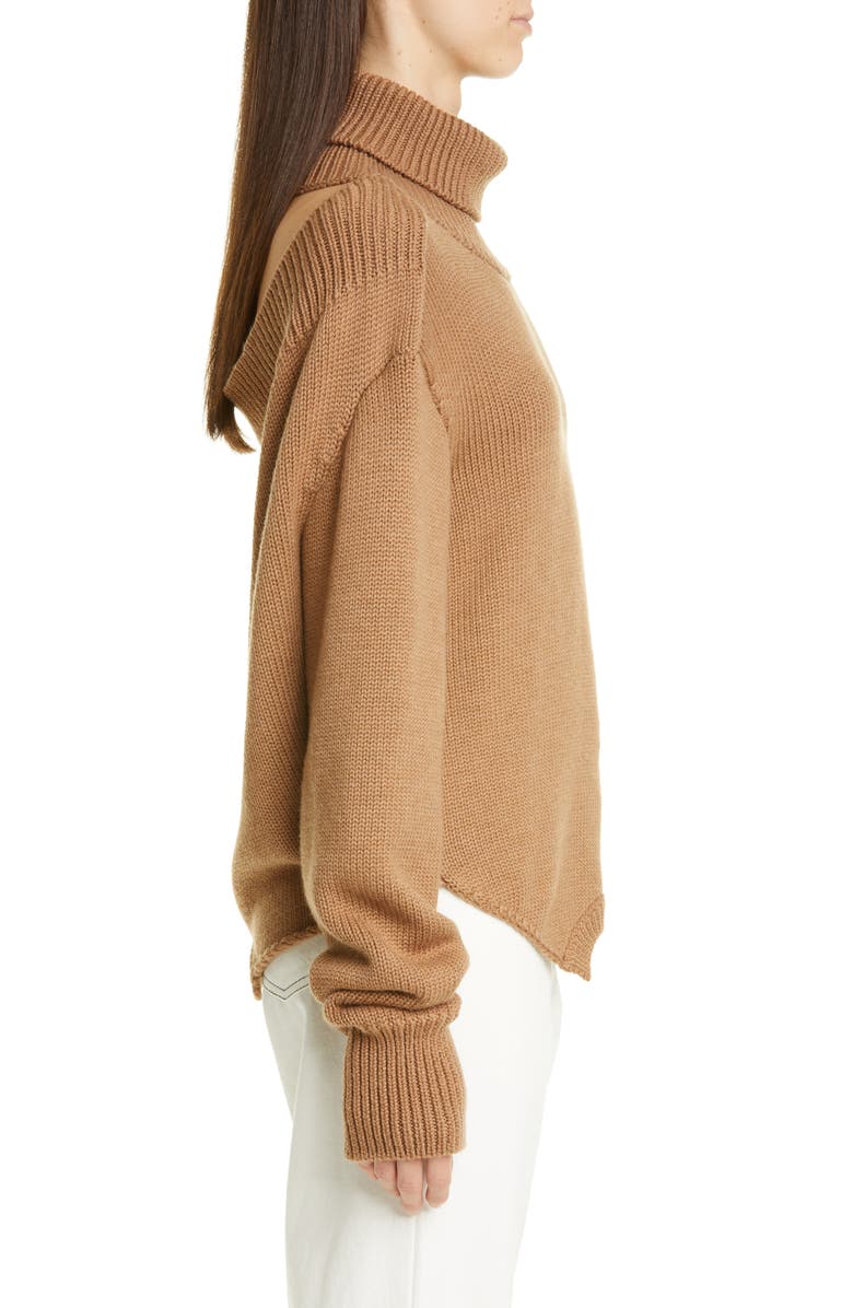 MONSE Cowl Back Merino Wool Turtleneck Sweater, Alternate, color, 