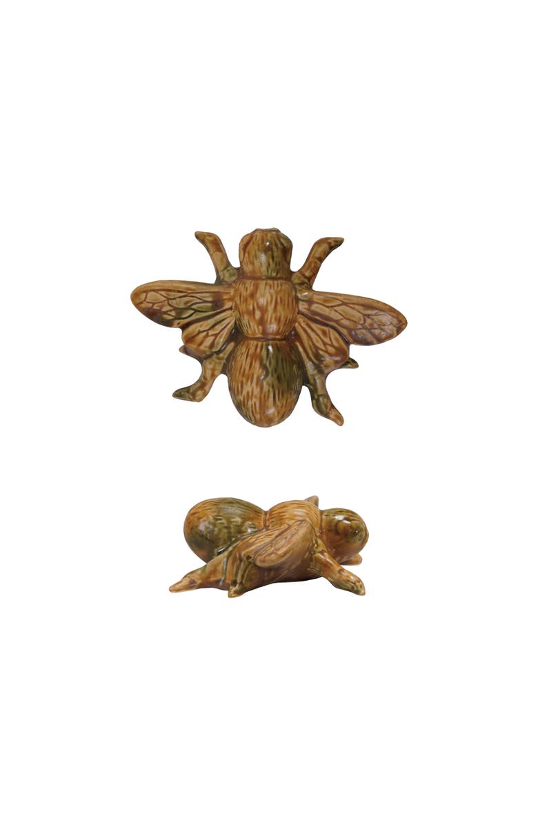Storied Home Stoneware Bee Accent Decor with Reactive Glaze, Multicolor, Main, color, Orange