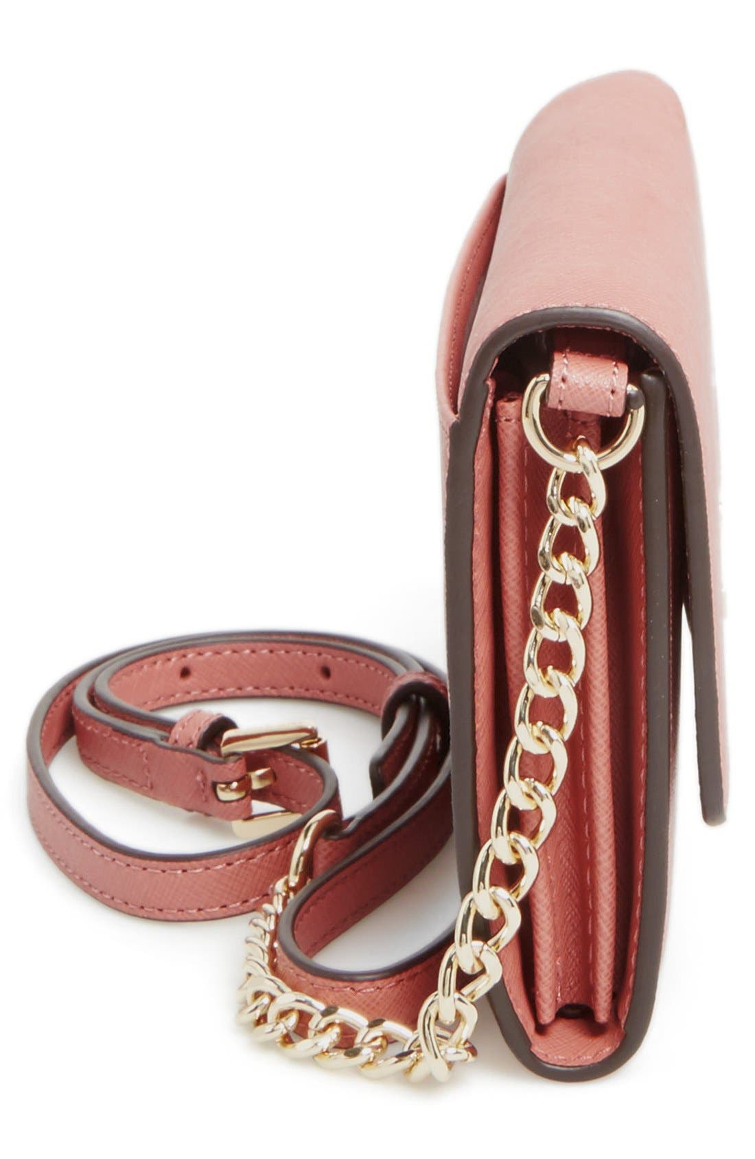 'Jet Set - Large Phone' Saffiano Leather Crossbody Bag, Alternate, color, ANTIQUE ROSE/ GOLD