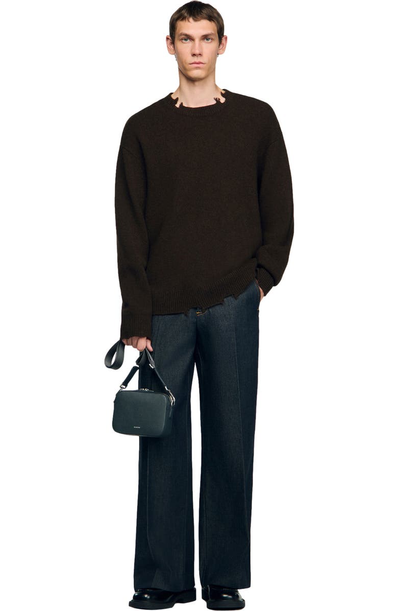 SANDRO Small reconstituted leather bag, Alternate, color, Steel