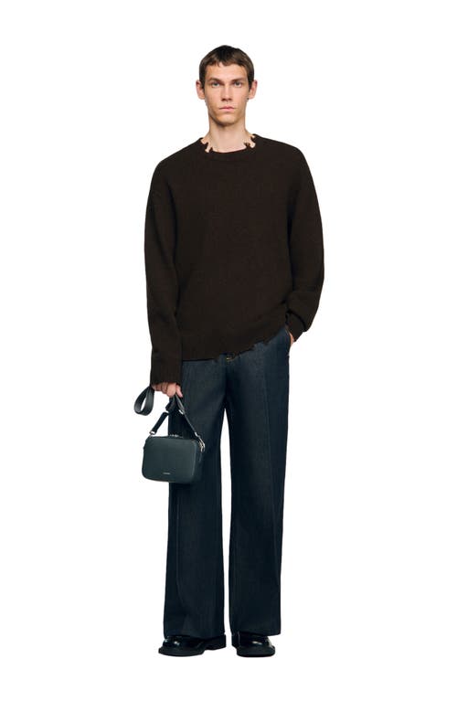 Sandro Small Reconstituted Leather Bag In Gray