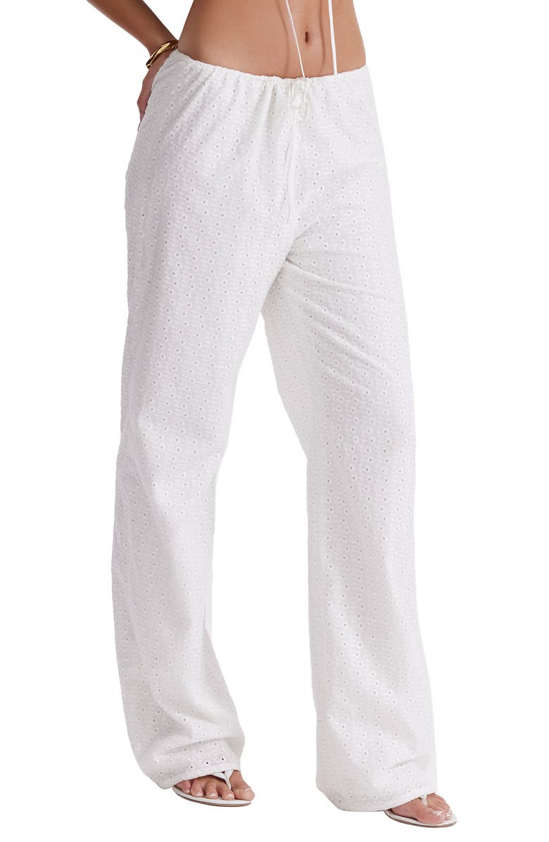 HOUSE OF CB Frankie Broderie Anglaise Drawstring Pants, Alternate, color, Ivory