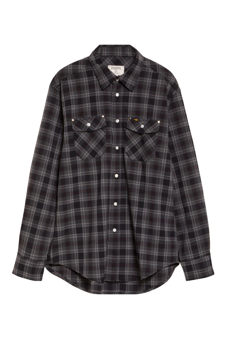 Workshop Plaid Flannel Button-Up Shirt, Alternate, color, CHARCOAL PLAID