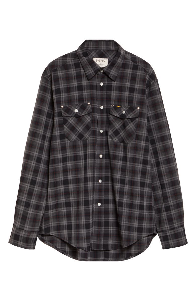 PHIPPS Workshop Plaid Flannel Button-Up Shirt, Alternate, color, Charcoal Plaid