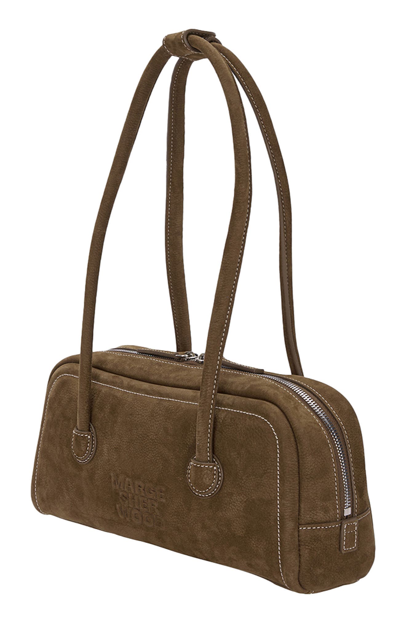 MARGESHERWOOD Soft Boston Leather Shoulder Bag, Alternate, color, Chestnut Nubuck