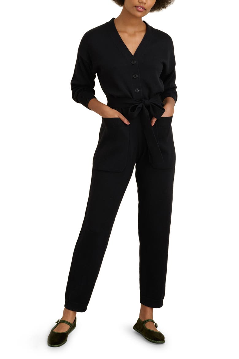 Sweater Jumpsuit, Main, color, BLACK