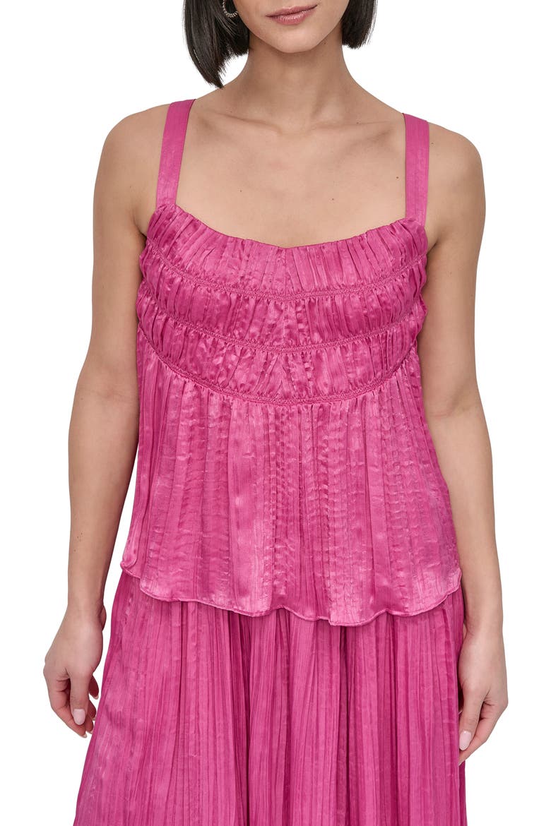 Crushed Pleats Sleeveless Top, Main, color, VIVID PINK