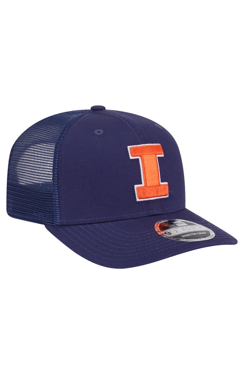 New Era Men's New Era Navy Illinois Fighting Illini Primary 9SEVENTY Trucker Stretch-Snap Hat, Alternate, color, 