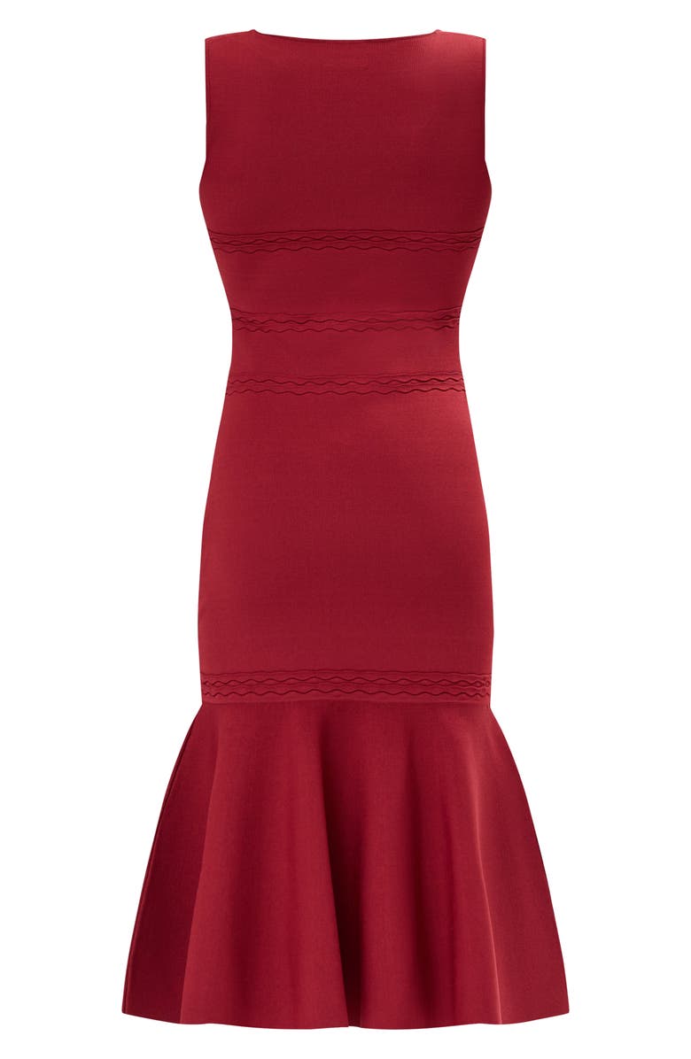 Herve Leger The Camille Flute Hem Dress, Alternate, color, Cabernet