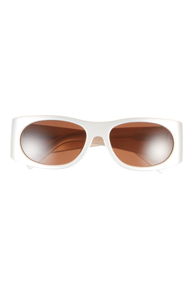 Les Lunettes 158 Rectangular Sunglasses, Main, color, METALLIC WHITE/ SILVER/ CHOC