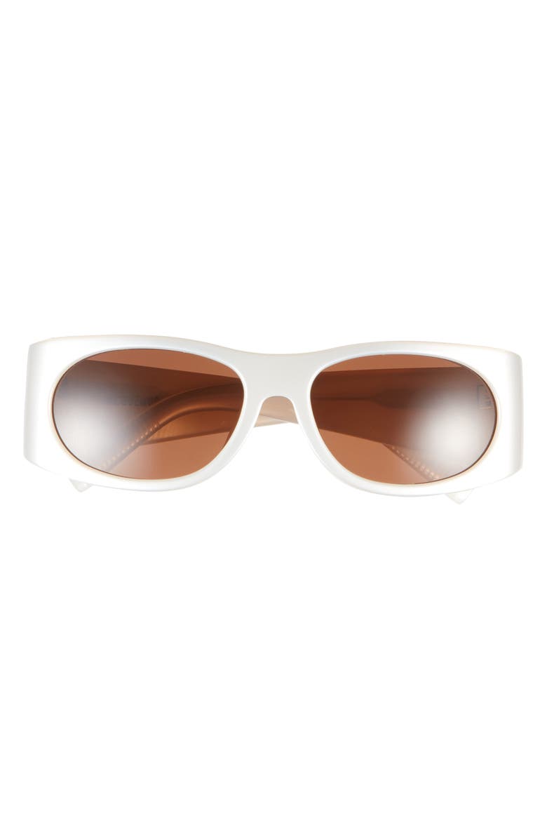 Jacquemus Les Lunettes 158 Rectangular Sunglasses, Main, color, Metallic White/ Silver/ Choc