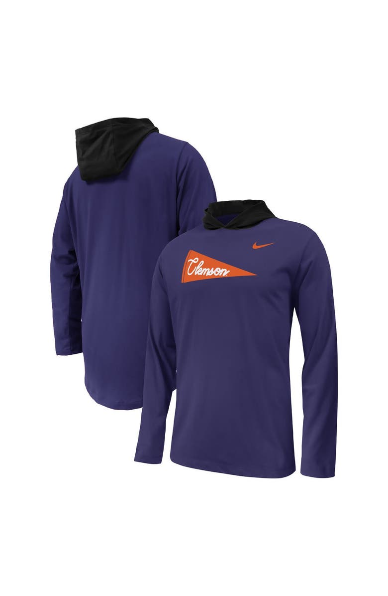 Nike Youth Nike Purple Clemson Tigers Sideline Performance Long Sleeve Hoodie T-Shirt, Main, color,