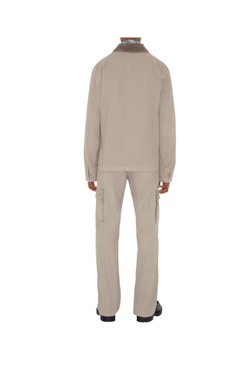 Burberry Men's Canvas Corduroy-collar Work Jacket In Heron