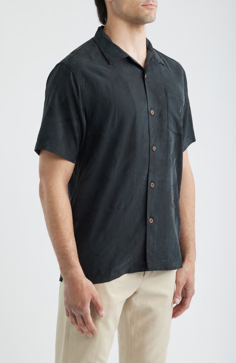 Tommy Bahama Botanic Loom Coastal Ease Botanic Loom IslandZone<sup>®</sup> Camp Shirt, Alternate, color, Black