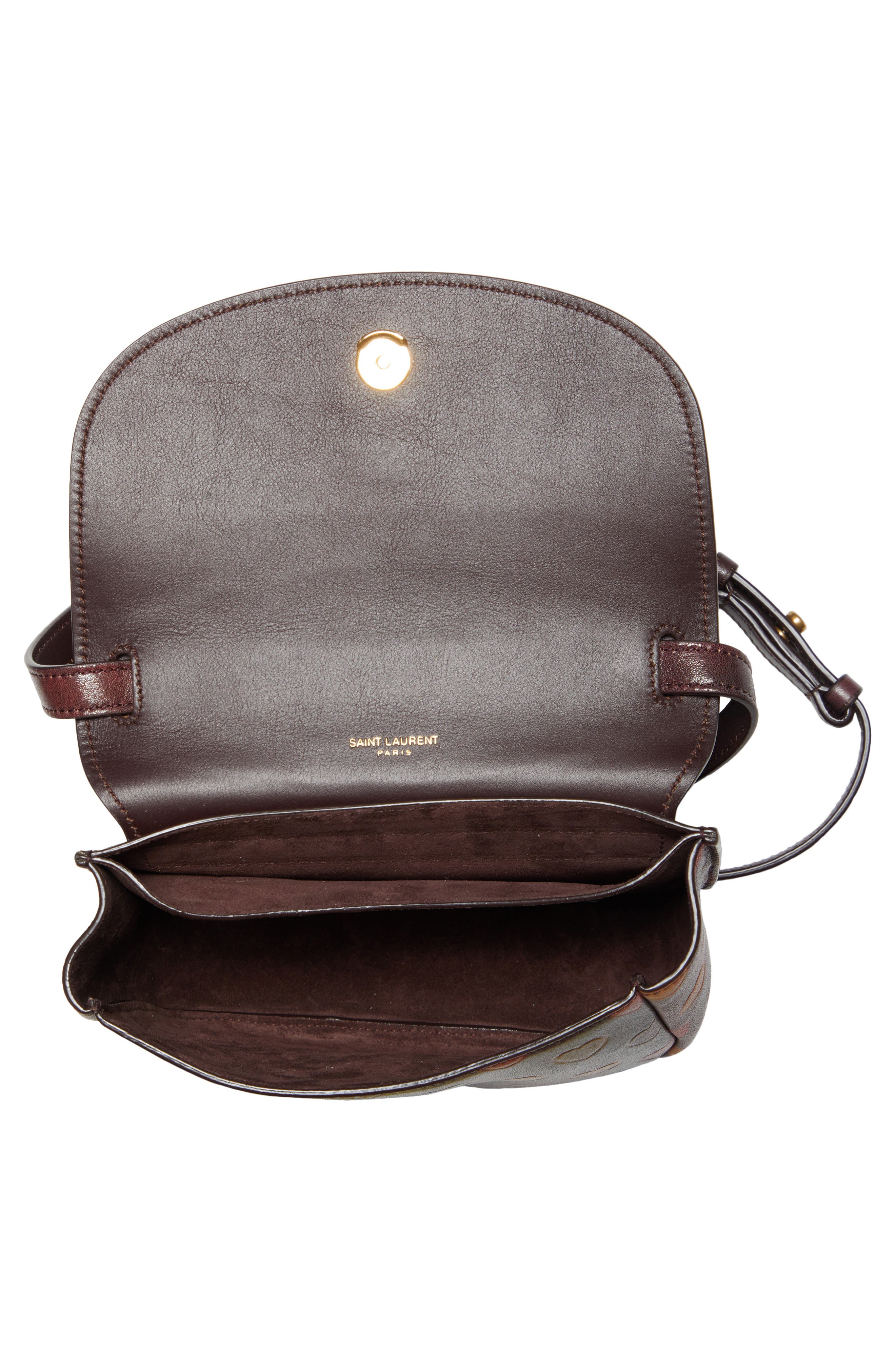 Saint Laurent Kaia Embossed Heart Leather Crossbody Bag, Alternate, color, 