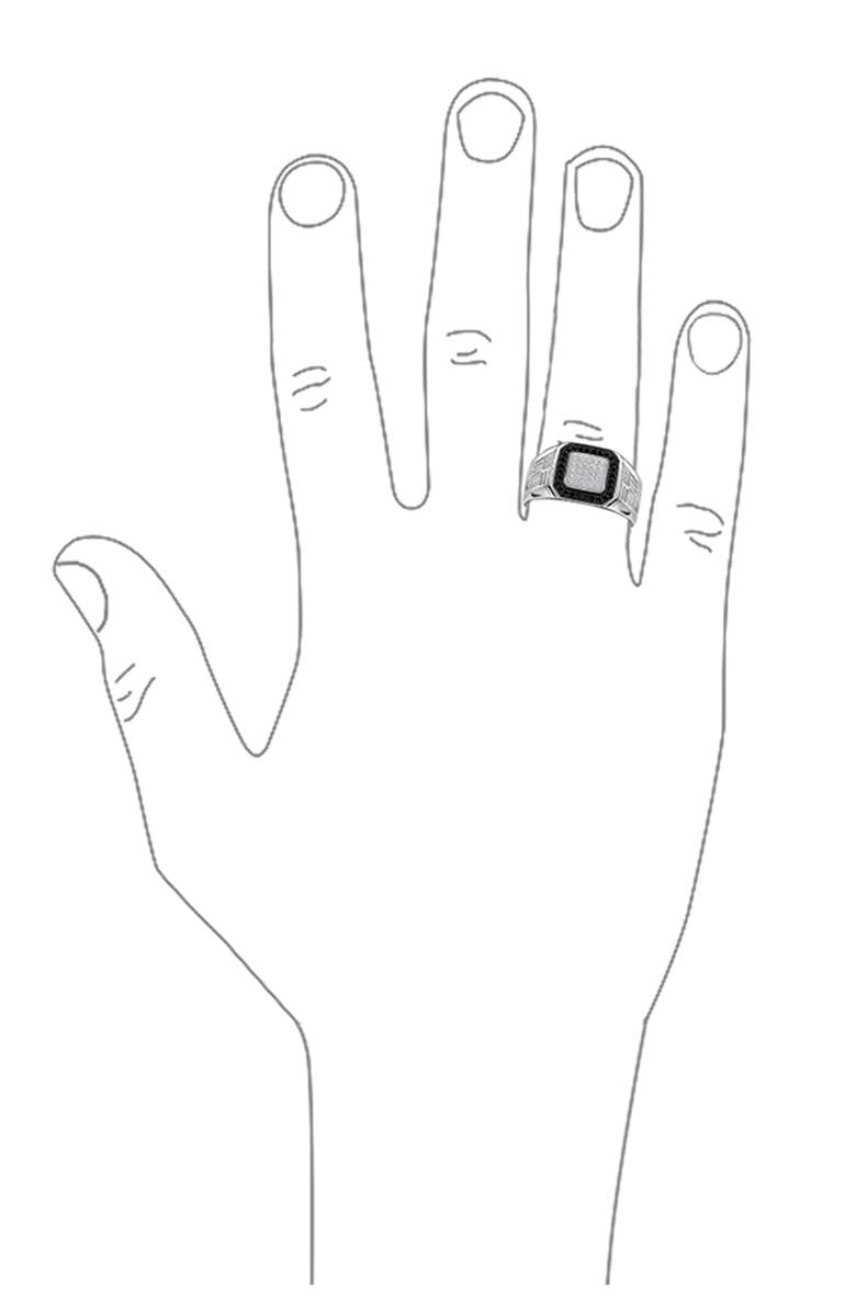 BLING JEWELRY Men's Rhodium Plated Sterling Silver Pavé Cubic Zirconia Geometric Ring, Alternate, color, Silver