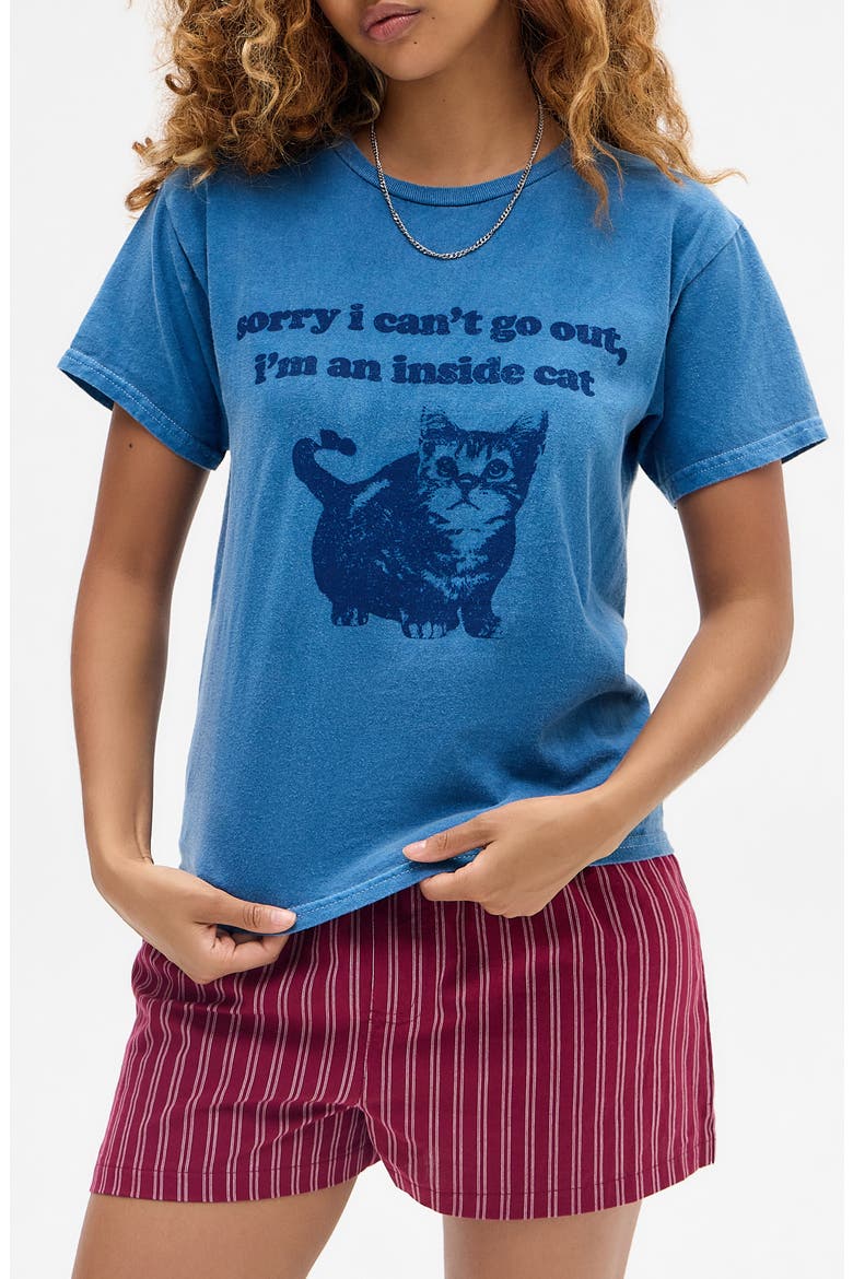 Inside Cat Cotton Graphic T-Shirt, Main, color, BLUE