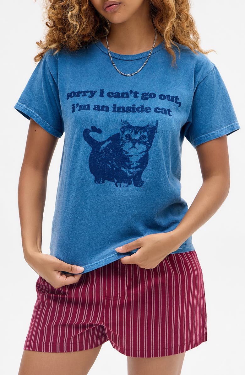 BDG Urban Outfitters Inside Cat Cotton Graphic T-Shirt, Main, color, Blue
