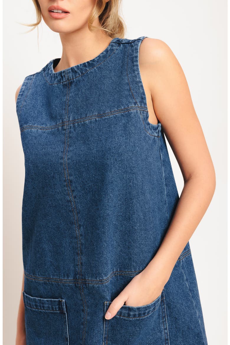 Denim Minidress, Alternate, color, MEDIUM INDIGO