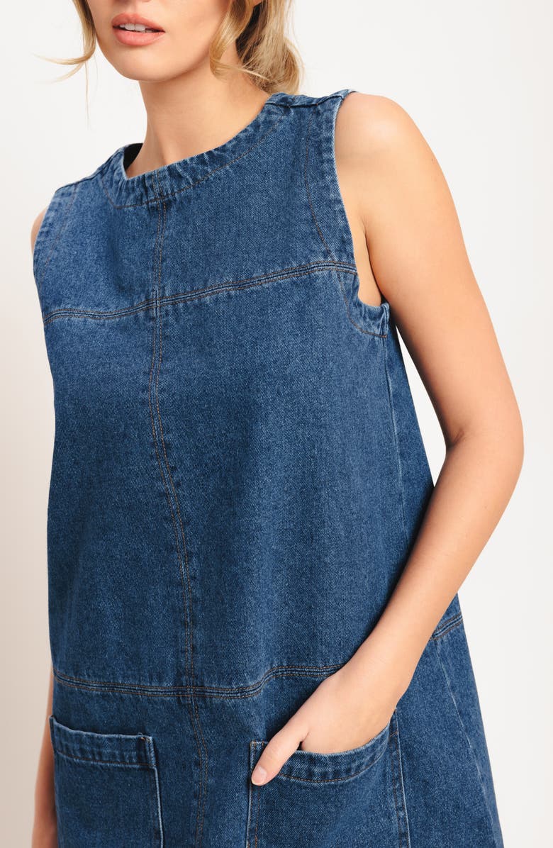 FLYING TOMATO Denim Minidress, Alternate, color, Medium Indigo