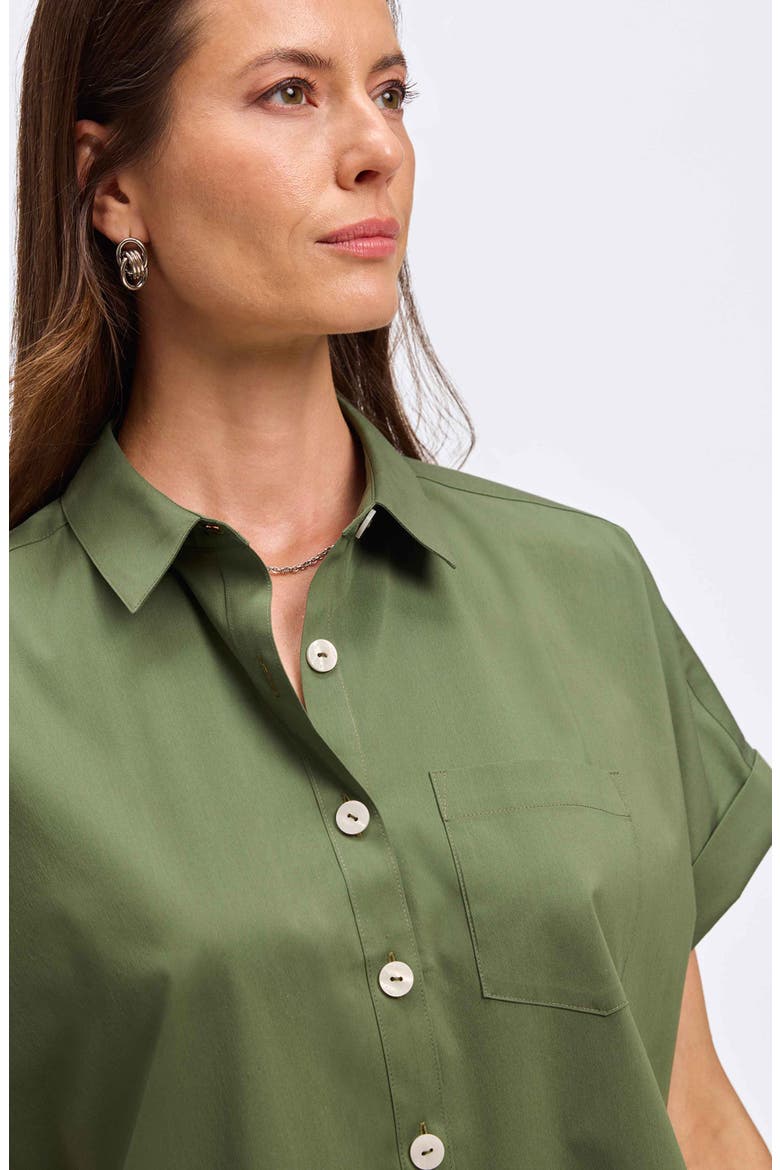 Abigail Short Sleeve Button-Up Shirt, Alternate, color, BASIL