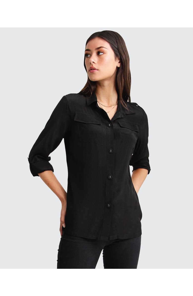 Belle & Bloom Eclipse Rolled Sleeve Blouse, Alternate, color, Black