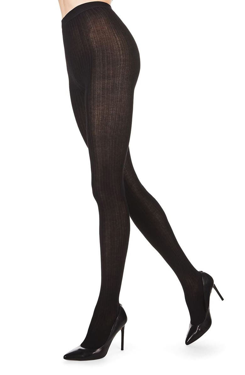 MeMoi Rib Knit Tights, Main, color, Black