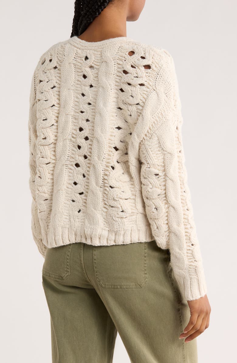 INDUSTRY REPUBLIC CLOTHING Cable Knit Cardigan, Alternate, color, Ivory