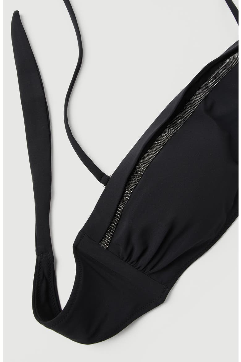 Bikini bandeau top with monili, Alternate, color, Black