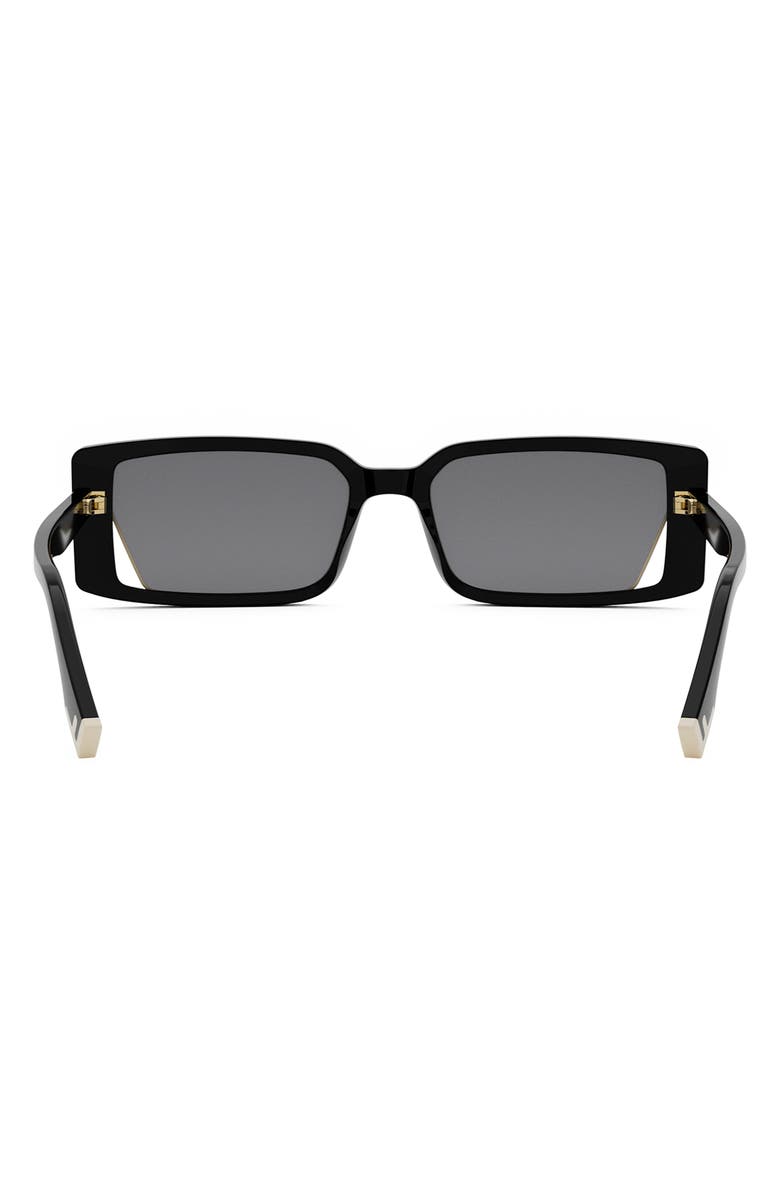 Fendi Way 53mm Rectangular Sunglasses, Alternate, color, Shiny Black / Smoke