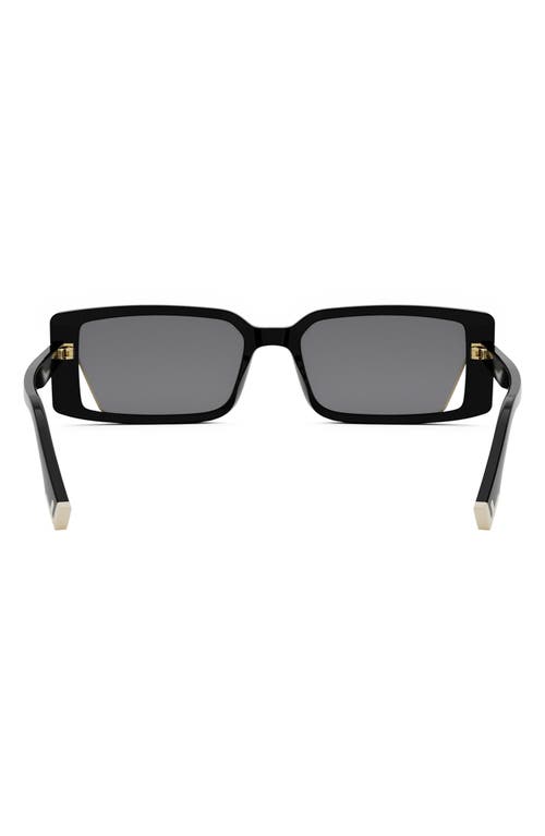 Fendi Way Rectangular Sunglasses, 53mm In Shiny Black/smoke