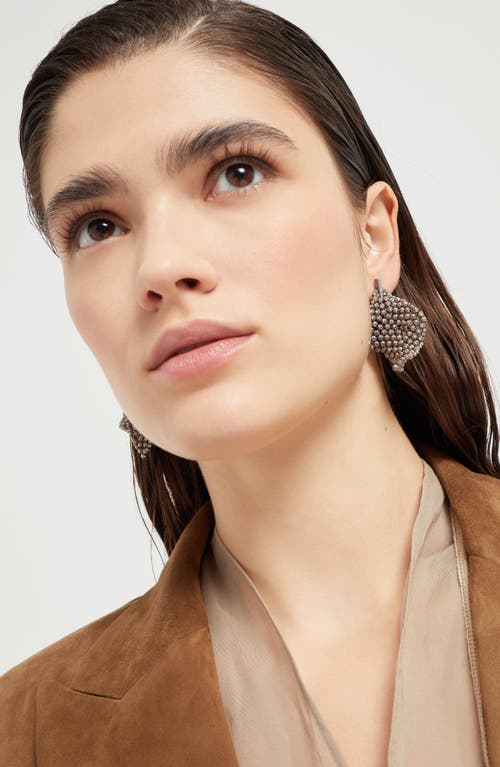 Brunello Cucinelli Sculptured Silver Earrings In Lignite Grey