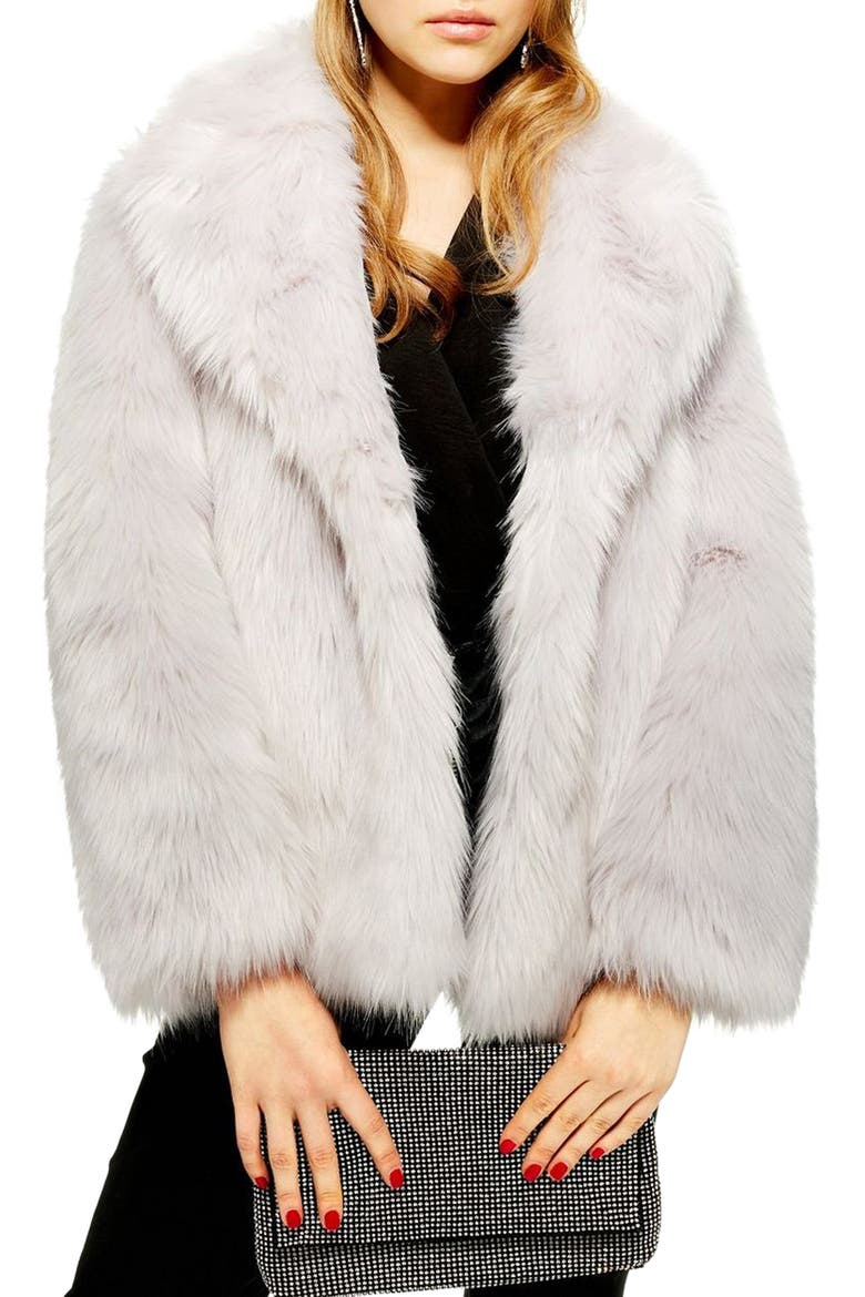 Camille Faux Fur Coat, Main, color, LIGHT GREY