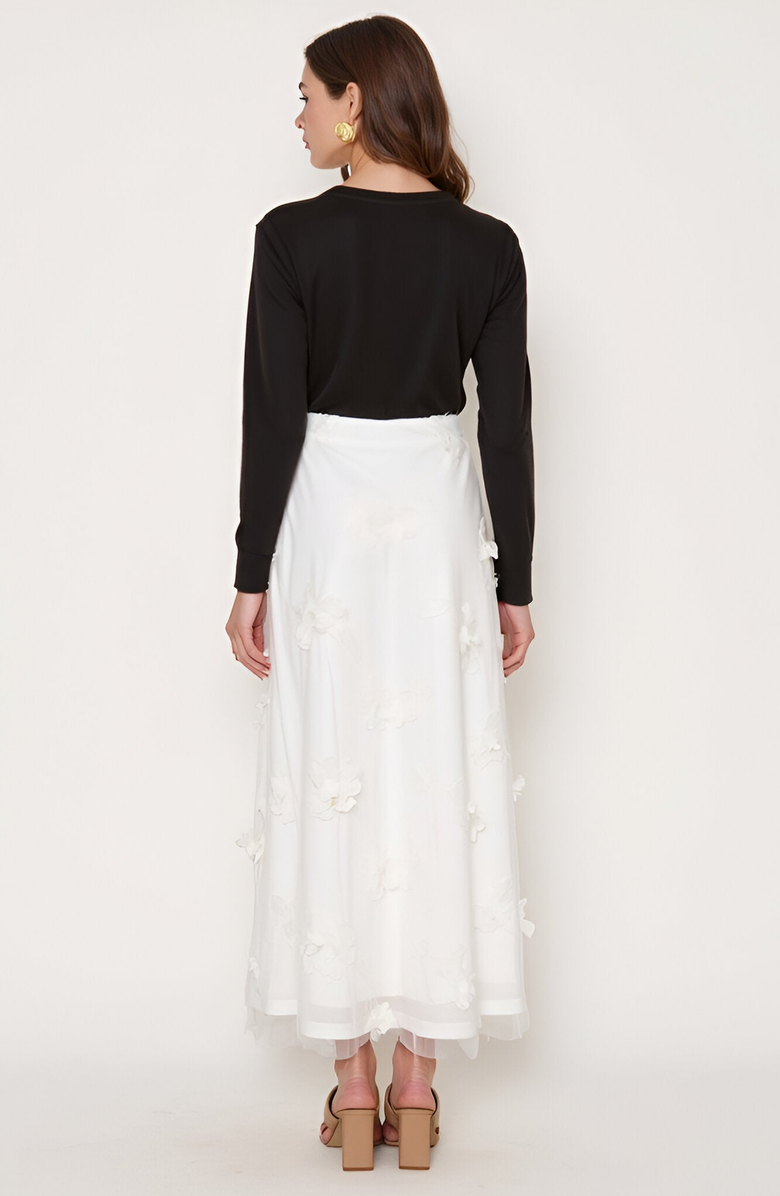 Modenaire Embroidered Mesh Maxi Skirt with 3D Floral Appliqué, Alternate, color, 